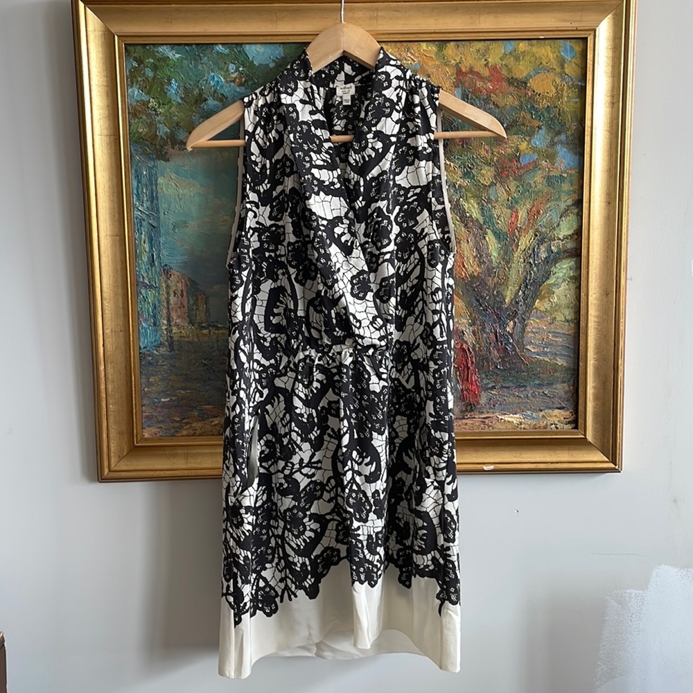 WILFRED Silk Lace Print Mini Dress | Sleeveless A-Line Cocktail Dress | Size XS